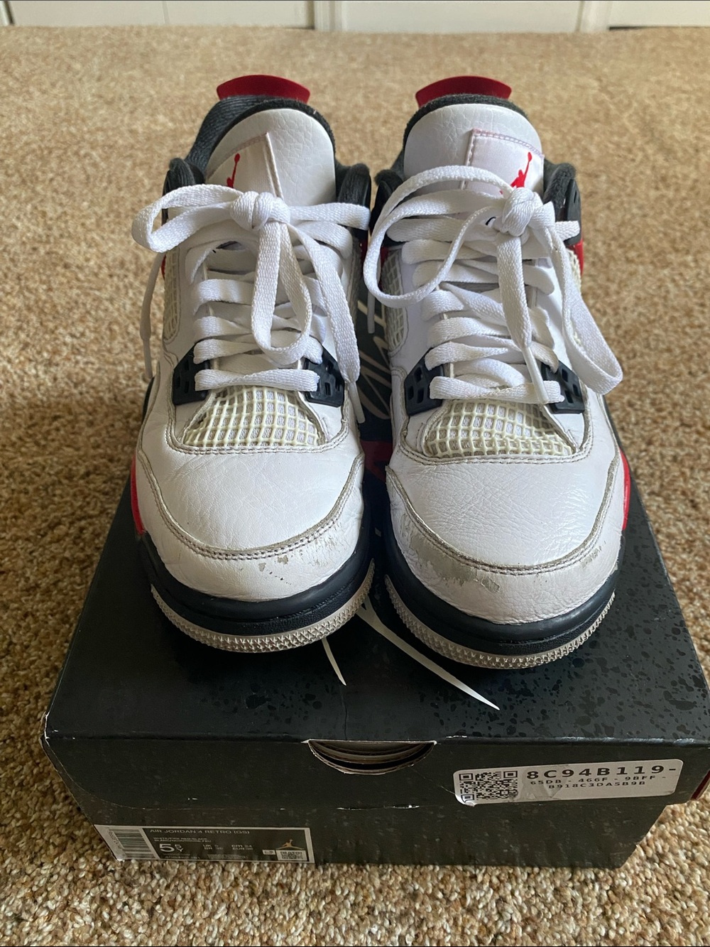 Jordan 4 retro White Black Red Retro Low-Top Sneakers
